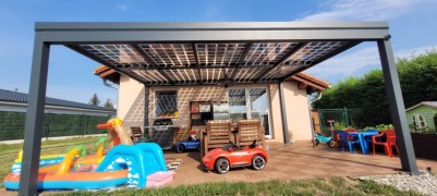 Pergola aluminiowa SOLAR ENERGO z fotowoltaiką i podłączeniem do sieci, produkcja własna